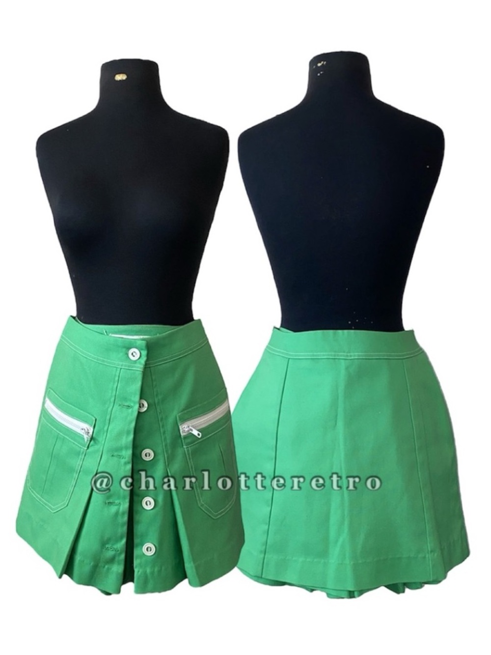 60s vtg • Green Skort w Pockets